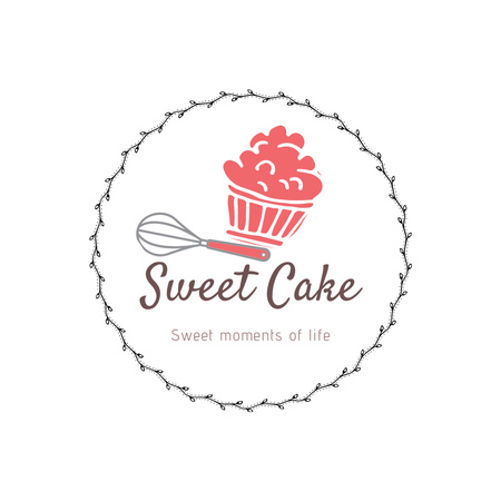 Bakery Emblem with Sweet Cake Logo 1080x1080px Πρότυπο σχεδίασης
