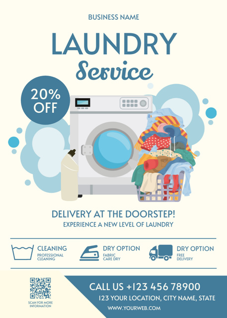 Offer Discounts on Laundry Service Flayer Tasarım Şablonu