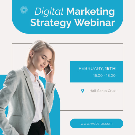 Webinar sobre Estratégia de Marketing Digital LinkedIn post Modelo de Design