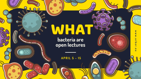 Plantilla de diseño de Microbiología Evento Científico Bacterias Organismos FB event cover 