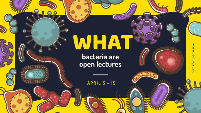 Plantilla de diseño de Microbiology Scientific Event Bacteria Organisms FB event cover 