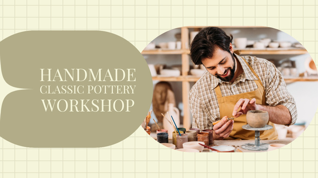 Designvorlage Handmade Pottery Workshop für Youtube Thumbnail