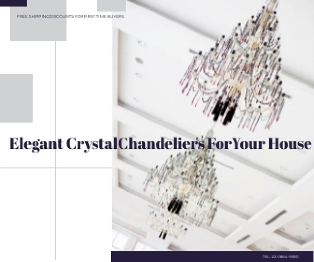 Plantilla de diseño de Elegant Crystal Chandeliers Offer in White Large Rectangle 