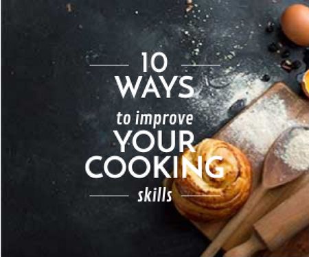 Szablon projektu Improving Cooking Skills poster with freshly baked bun Medium Rectangle