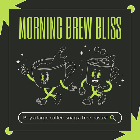 Plantilla de diseño de Oferta de café en taza por la mañana con promoción de repostería Instagram 