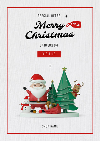 Plantilla de diseño de Christmas Discount For Gifts Under Tree Postcard A6 Vertical 