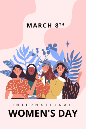 Women's Day Celebration with Multicultural Women Pinterest Design Template