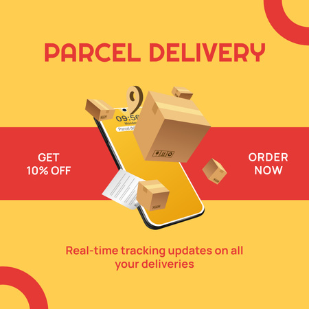 Plantilla de diseño de Servicio de entrega de paquetes con aplicación móvil Animated Post 