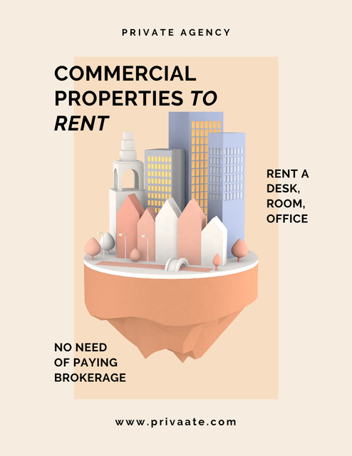 Efficient Commercial Property Rental Offer By Agency Poster 8.5x11in Πρότυπο σχεδίασης