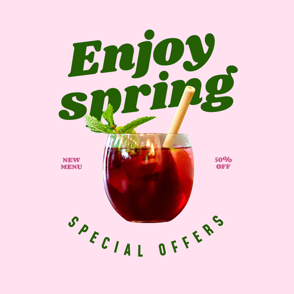 Ontwerpsjabloon van Instagram AD van Spring Offer of Fruit Cocktail