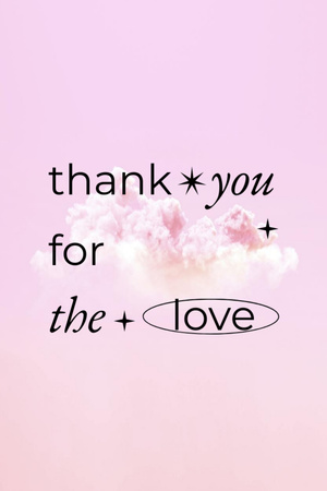 Love And Thank You Phrase With Fluffy Clouds Postcard 4x6in Vertical – шаблон для дизайна