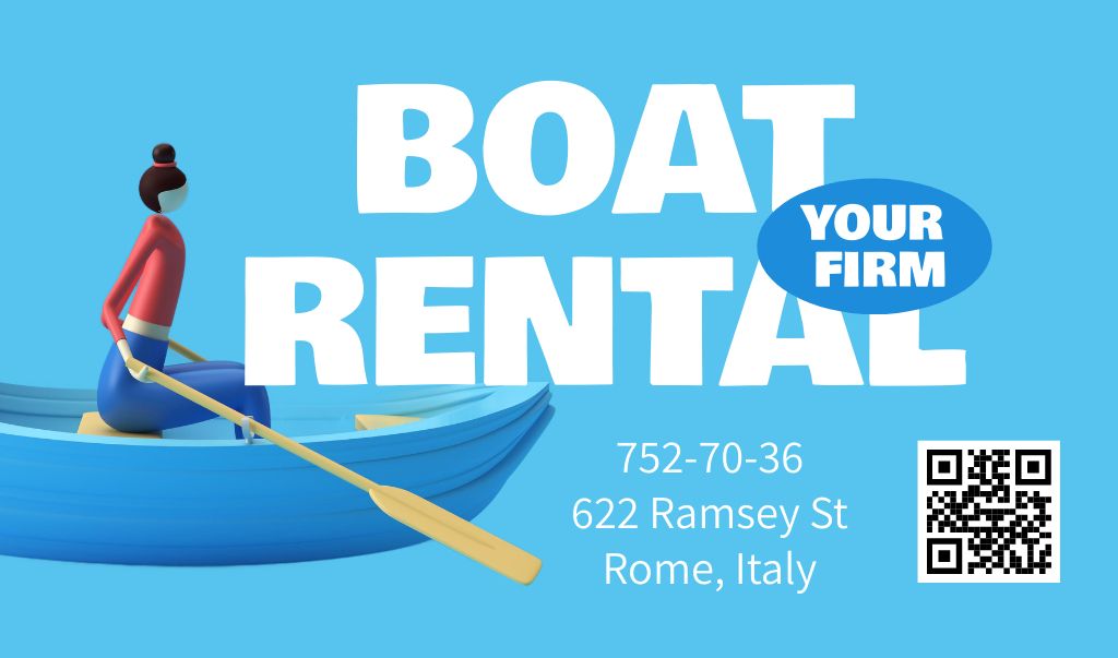 Ontwerpsjabloon van Business card van Boat Rental Offer on Blue