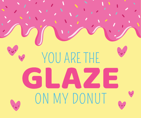 Platilla de diseño Valentine's Day Donut with Hearts in Pink Facebook