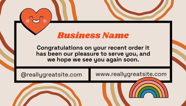 Thank You for Purchase on Orange Layout Business Card US Πρότυπο σχεδίασης