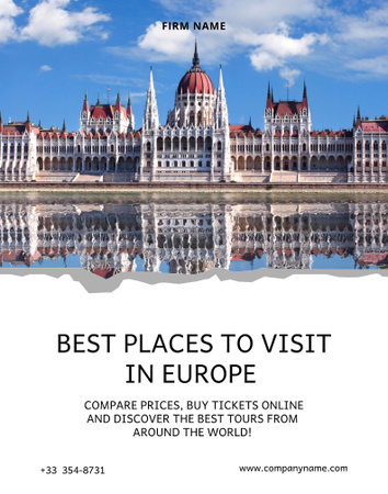 Fun-filled Travel Tour Offer Around Europe Poster 22x28in Modelo de Design