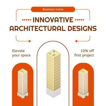 Projetos e serviços arquitetônicos progressivos com desconto Animated Post Modelo de Design