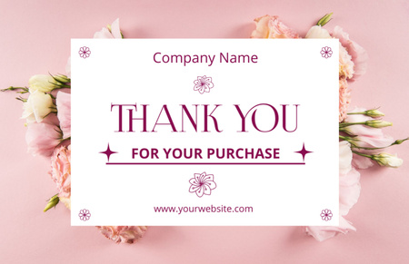 Designvorlage Thank You For Your Purchase Letter with Pink Eustomas für Thank You Card 5.5x8.5in