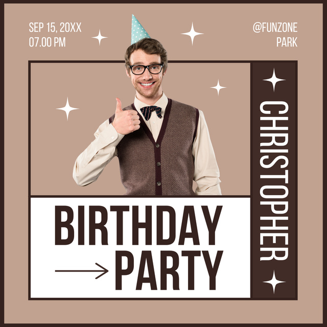Men's Birthday Party Invitation LinkedIn post Tasarım Şablonu