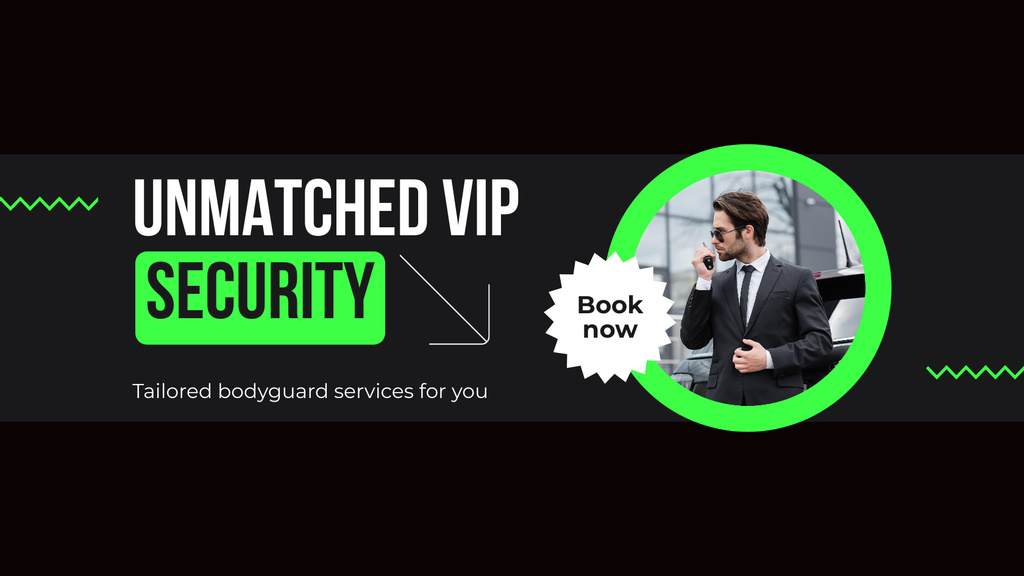 Ontwerpsjabloon van Title 1680x945px van VIP Security Solutions Ad on Black