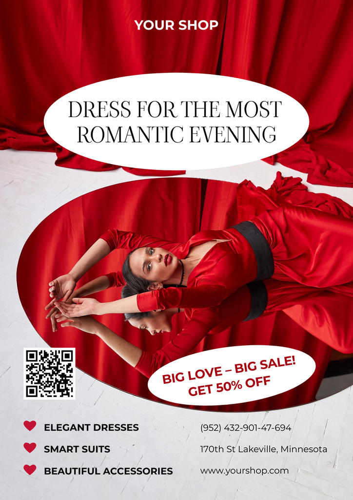 Offer of Dress for Valentine's Day Poster Modelo de Design