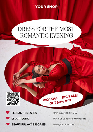 Offer of Dress for Valentine's Day Poster Design Template