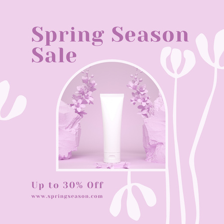 Plantilla de diseño de Anuncio de rebajas de la temporada de primavera de crema para el cuidado de la piel Instagram AD 