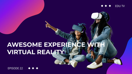Girls in Virtual Reality Glasses Youtube Thumbnail Πρότυπο σχεδίασης