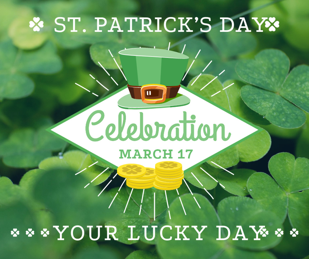 Designvorlage St. Patrick's day greeting card für Facebook