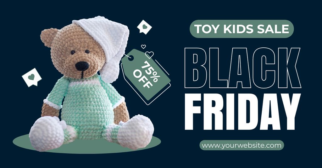 Plantilla de diseño de Soft Knitted Toys Sale in Black Friday Facebook AD 