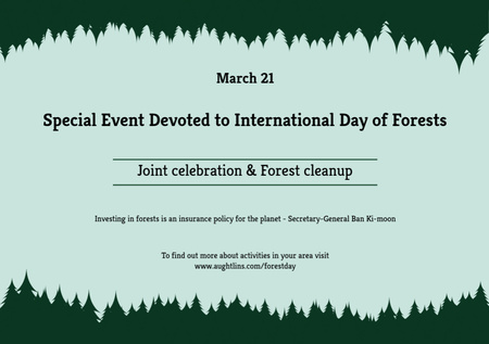 Modèle de visuel Événement de la Journée internationale des forêts avec illustration - Flyer A5 Horizontal