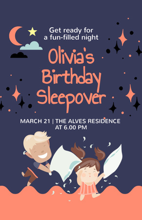Funny Olivia's Birthday Sleepover Invitation 5.5x8.5in tervezősablon