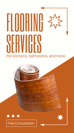 Plantilla de diseño de Oferta de servicios de pisos con linóleo para cocina. Instagram Video Story 