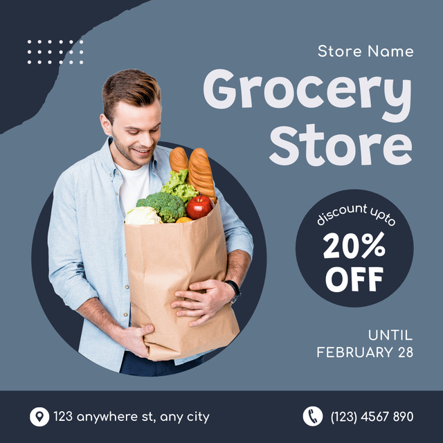 Paper Bag With Groceries Sale Offer Instagram Design Template