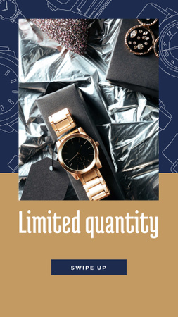 Luxury Accessories Ad with Golden Watch Instagram Story Design Template