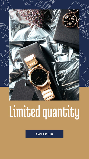 Ontwerpsjabloon van Instagram Story van Luxury Accessories Ad with Golden Watch