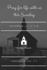 Invitation to Religious Services with Old Church Photo