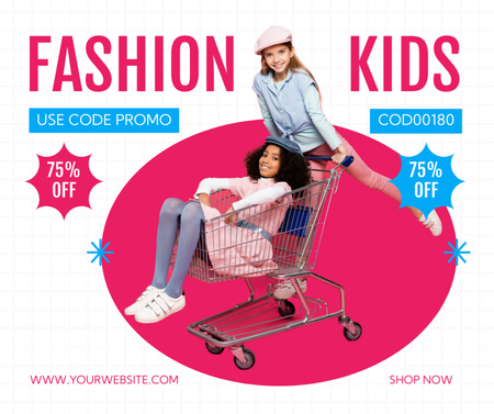 Promo of Kids' Fashion with Cute Girls Facebook Design Template