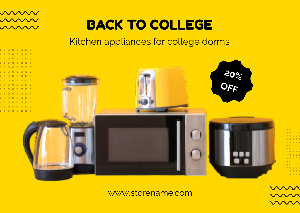 College Student Kitchen Appliance Sale Card Tasarım Şablonu