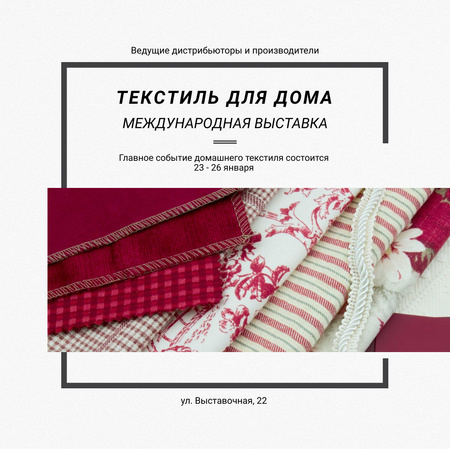 Home Textiles Event Announcement in Red Instagram AD Design Template