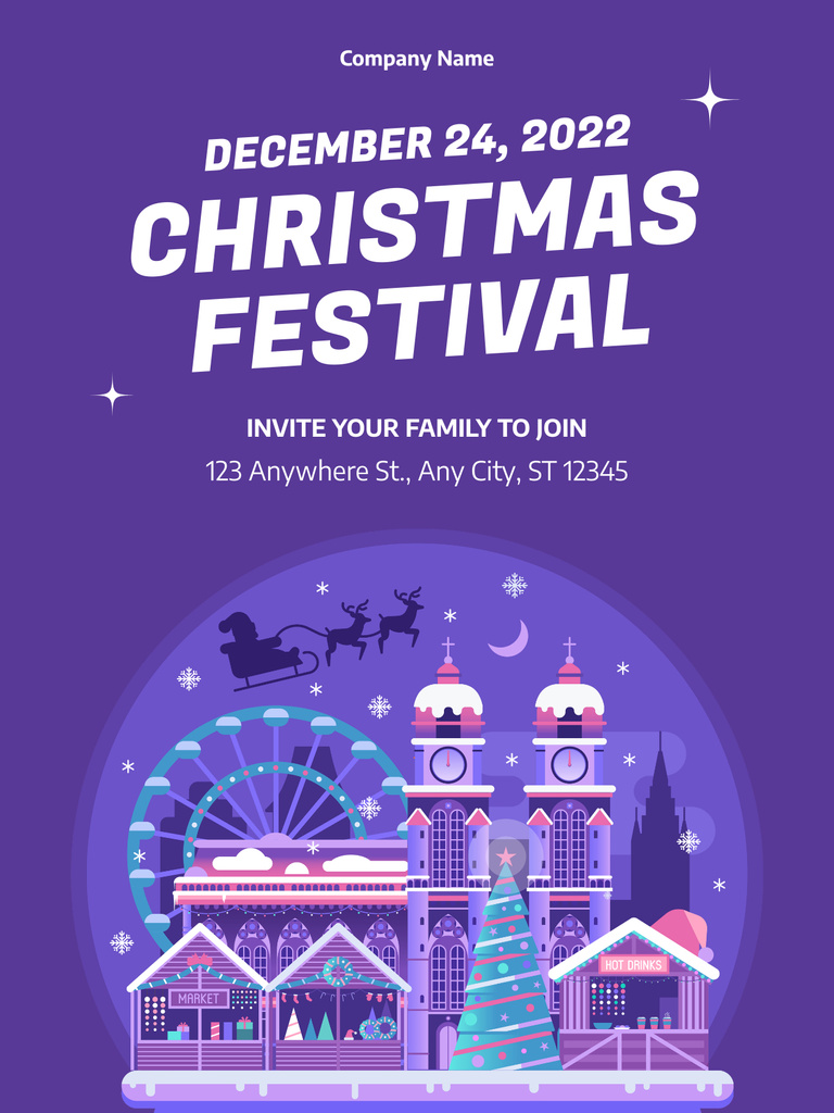 Modèle de visuel Christmas Celebration for Family in Town - Poster US