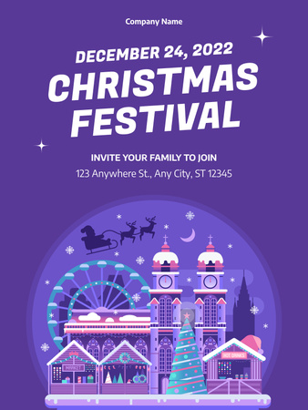 Festa de Natal para a família na cidade Poster US Modelo de Design