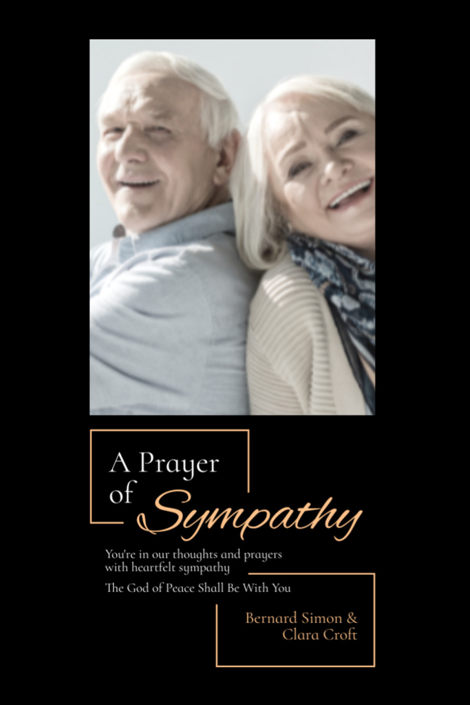 Sympathy Prayer for Loss with Elderly Man and Woman Postcard 4x6in Vertical Design Template