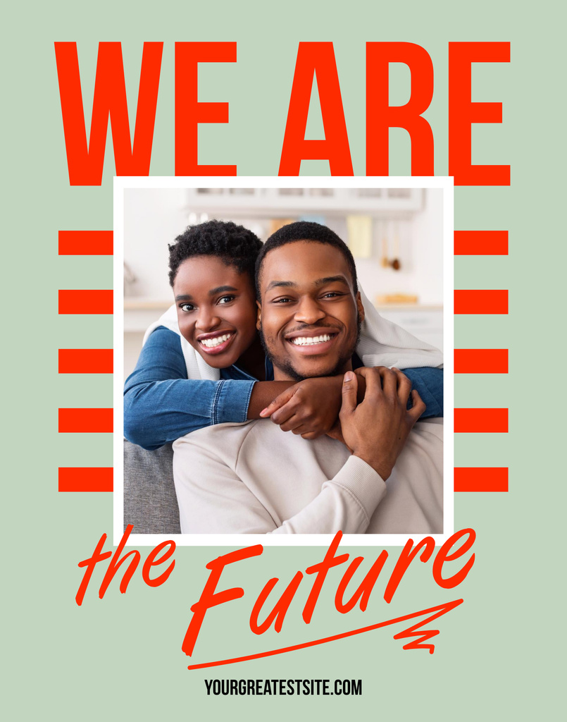 Anti-Racist Phrase And Happy African American Couple Poster 22x28in Tasarım Şablonu