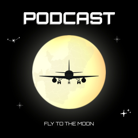 Feel the flight to the Moon in the New Issue  Podcast Cover Design Template