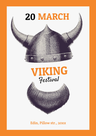 Template di design Viking Festival Announcement with Viking Helmet Flyer A7