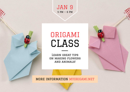 Origami Classes Invitation Paper Garland Postcard 5x7in Design Template