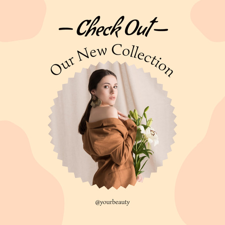 Fashion Collection with Stylish Woman Instagram AD Design Template