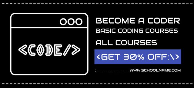 Designvorlage Coding Courses Discount für Coupon 3.75x8.25in