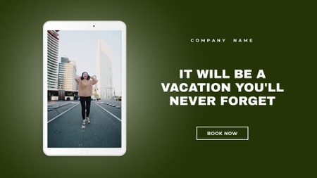 Travel Tour Offer with Woman on Green Full HD video Design Template
