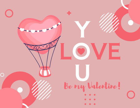Pembe Kalpli Keyifli Sevgililer Günü Saygılarımızla Thank You Card 5.5x4in Horizontal Tasarım Şablonu